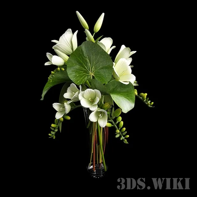 decoration - Bouquet of flowers Freesia & Lily 3D Model
