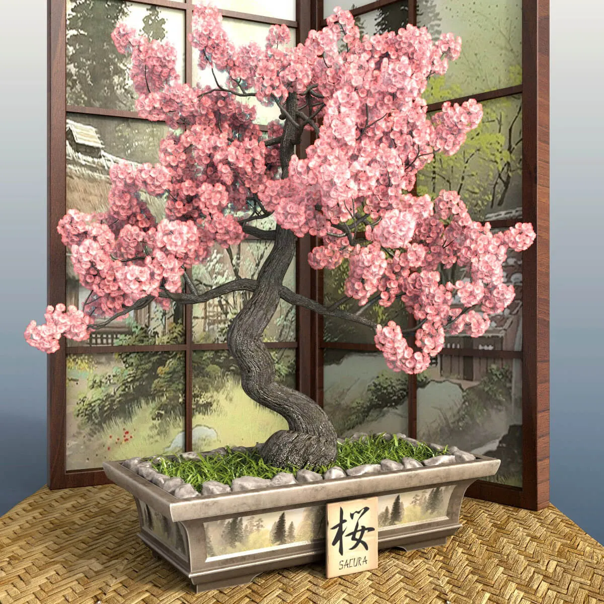decoration - Bouquet of sakura in a vase 02 3D Model