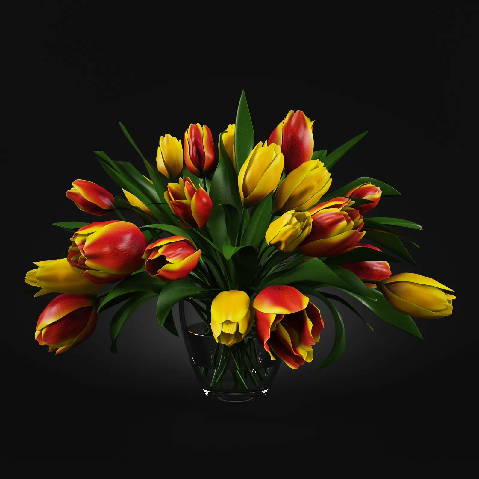 decoration - Bouquet of tulips in a vase 2 3D Model