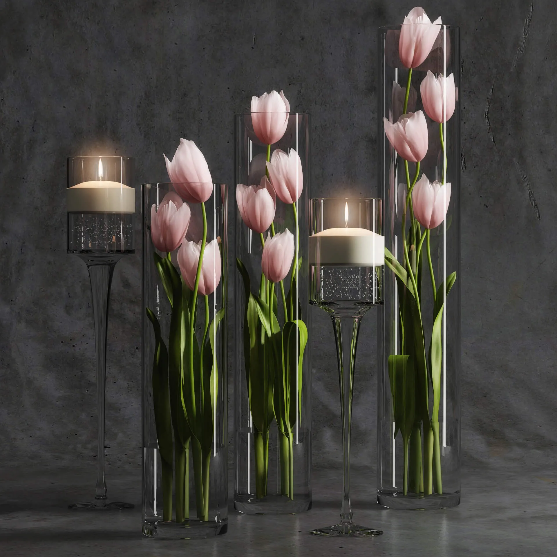decoration - Bouquet of tulips in a vase 3 3D Model