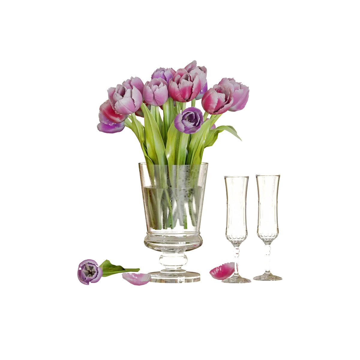 decoration - Bouquet of tulips in a vase 3D Model