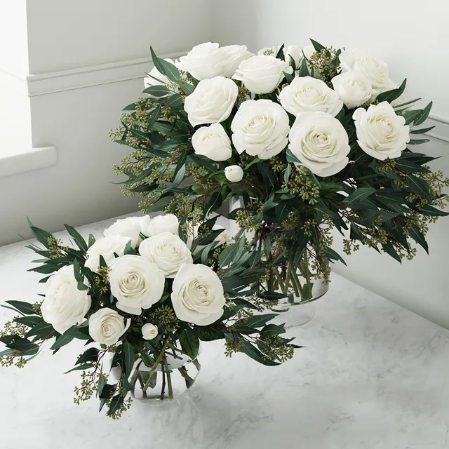 decoration - Bouquet of white roses 8 3D Model