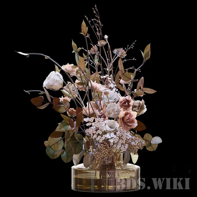 decoration - Bouquet with dry branches plants and flowers 3D Model