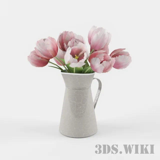 decoration - Bouquets of tulips in a vase 3D Model