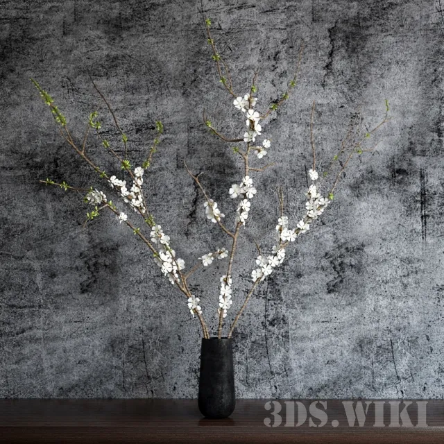 decoration - Branches of flowering trees in a vase 3D Model