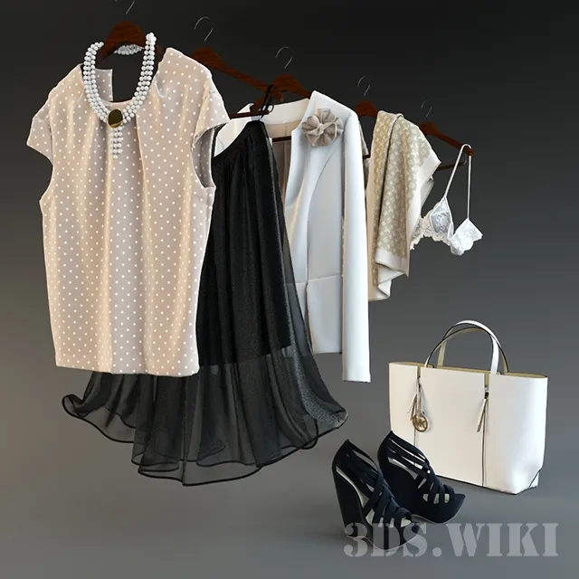 decoration - Business Lady Wardrobe Clothes With Michael Kors Bag 3D Model