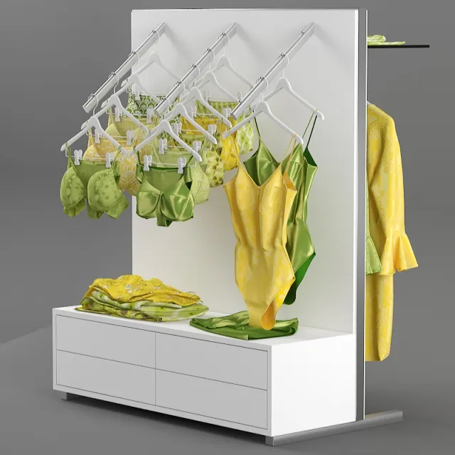 decoration - business with clothes rack 3D Model