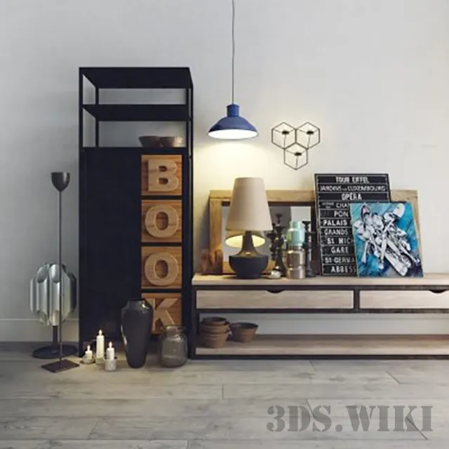 decoration - Cabinet shelving and decor 3D Model