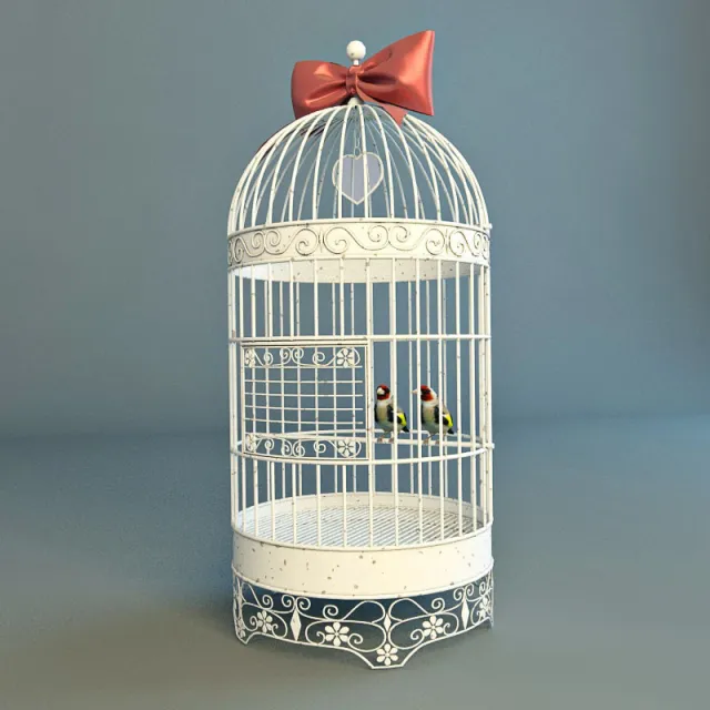 decoration - Cage with birds eglami 3D Model