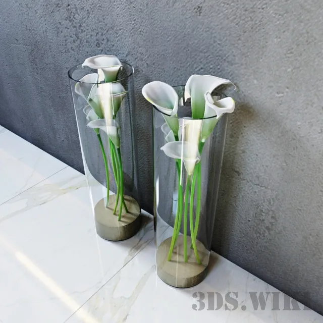 decoration - Calla flowers in flasks 3D Model