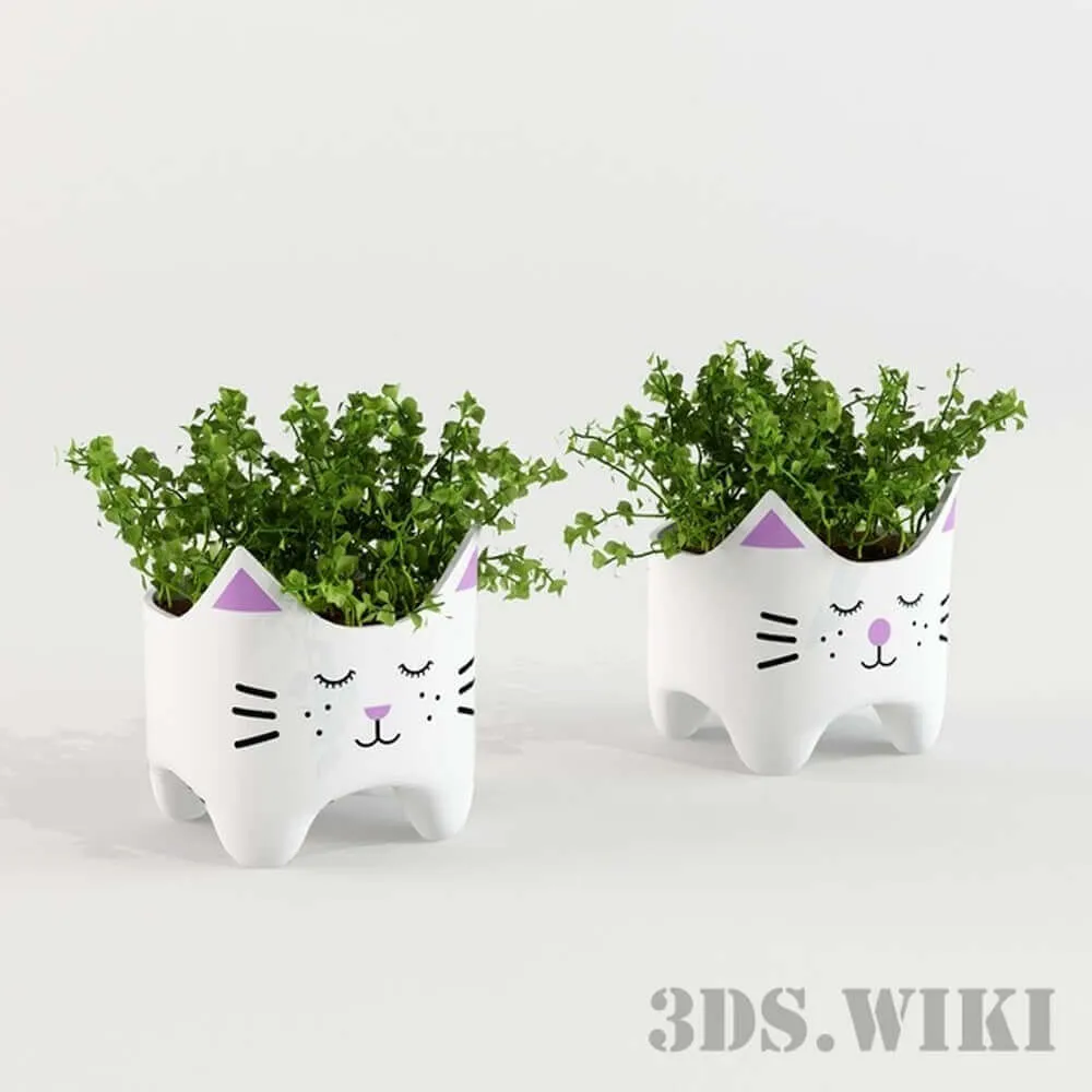 decoration - Cat Pot Plants 3D Model