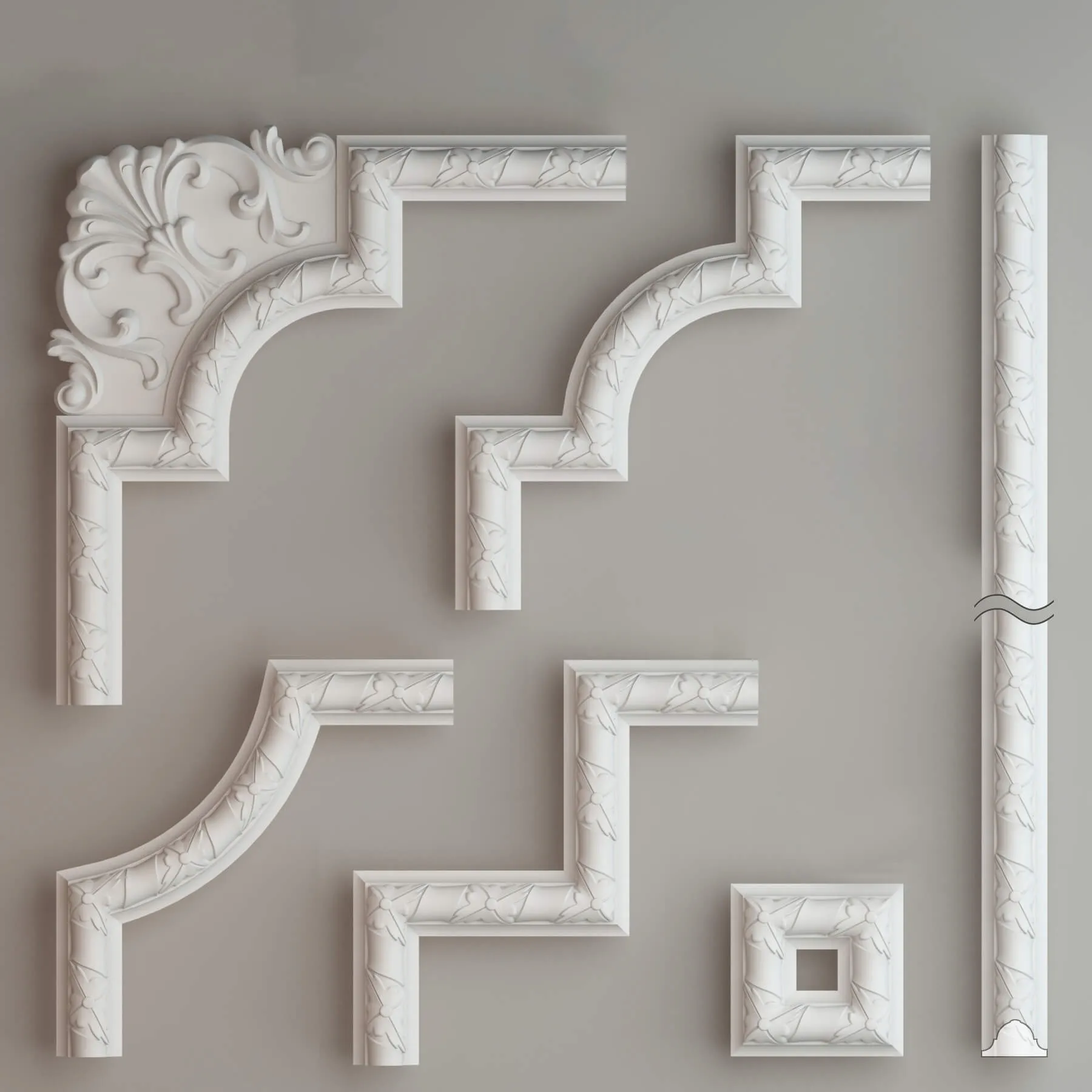 decoration - Ceiling molding corner pieces Gaudi Decor 3D Model