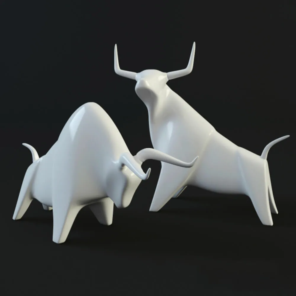 decoration - Ceramic statues of bulls 3D Model