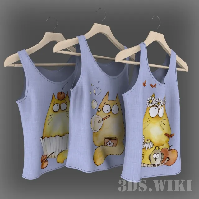 decoration - Children's T-shirts on hangers 3D Model