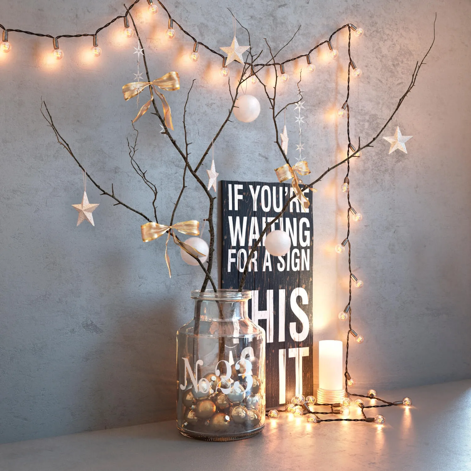 decoration - Christmas decoration with garland 3D Model