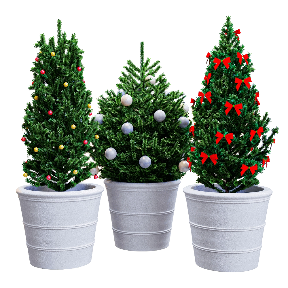 decoration - Christmas tree in a pot 3D Model