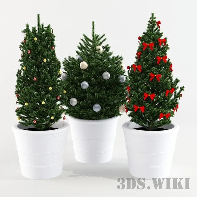 decoration - Christmas trees in pots 3D Model
