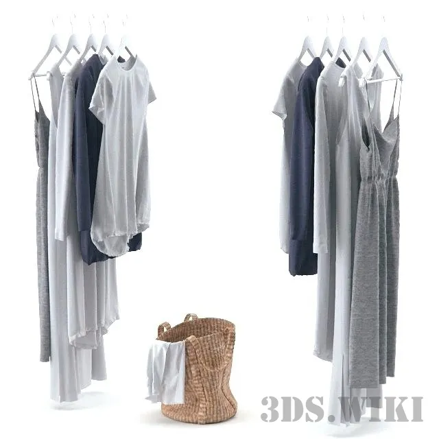 decoration - Clothes with basket 3D Model
