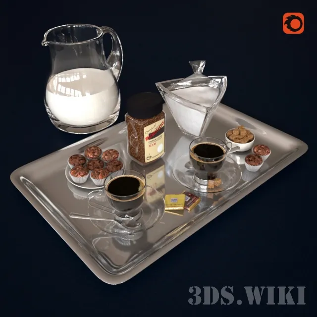 decoration - Coffee set on a tray 3D Model