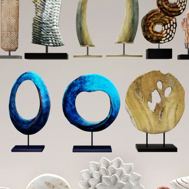 decoration - collection of 21 statues 3D Model