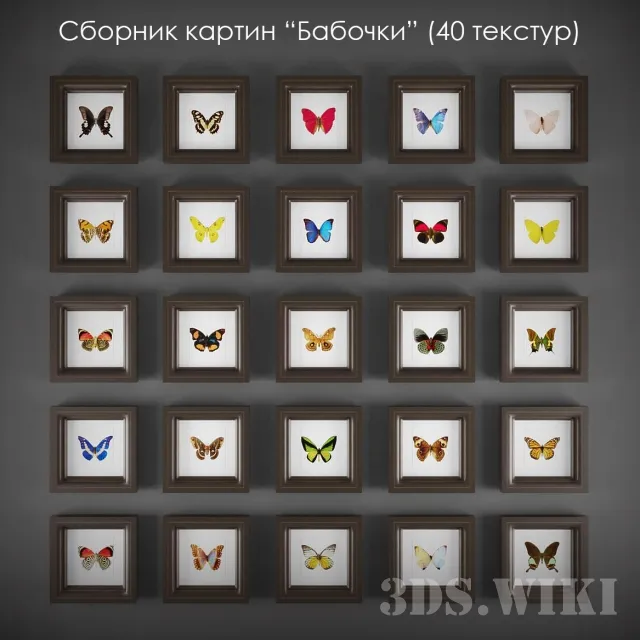 decoration - Collection of butterfly paintings 3D Model