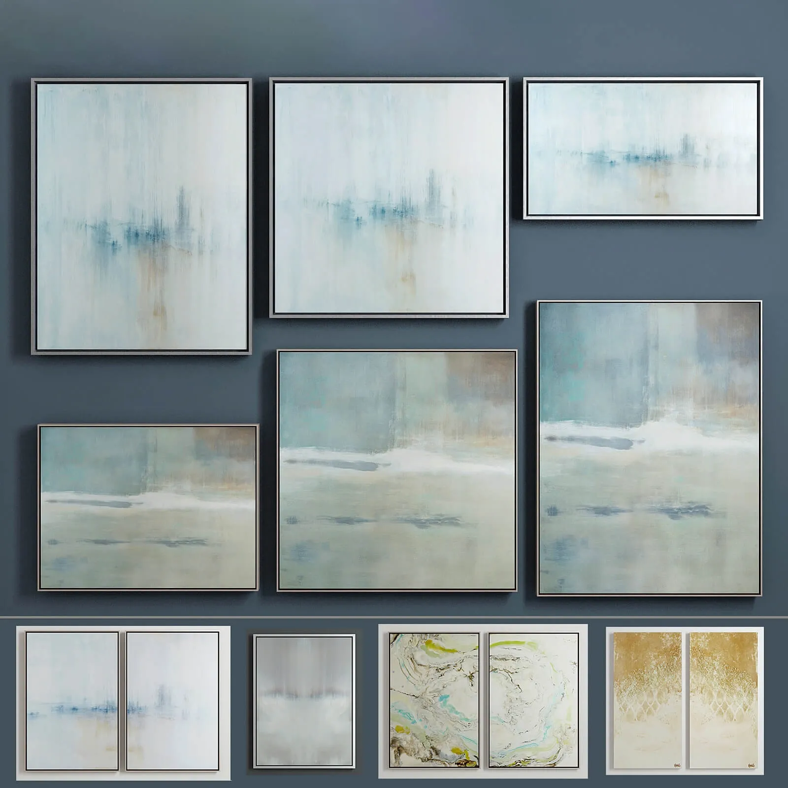 decoration - Collection of modern paintings (set-9) 3D Model