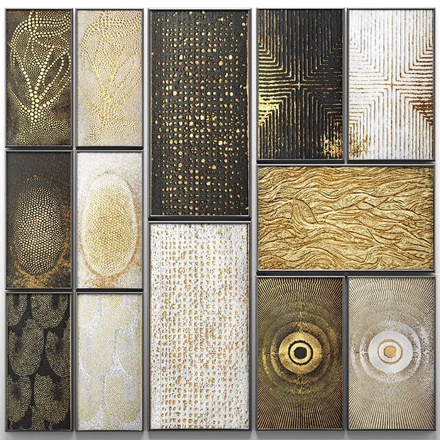 decoration - Collection of paintings. Gold. 3 3D Model