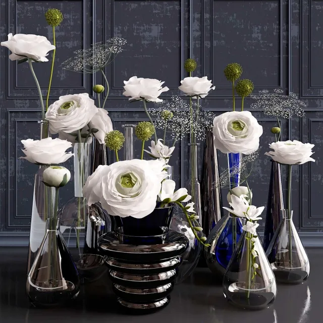 decoration - Composition with ranunculus 3D Model