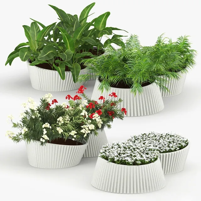 decoration - Concrete planter round modular contemporary 3D Model