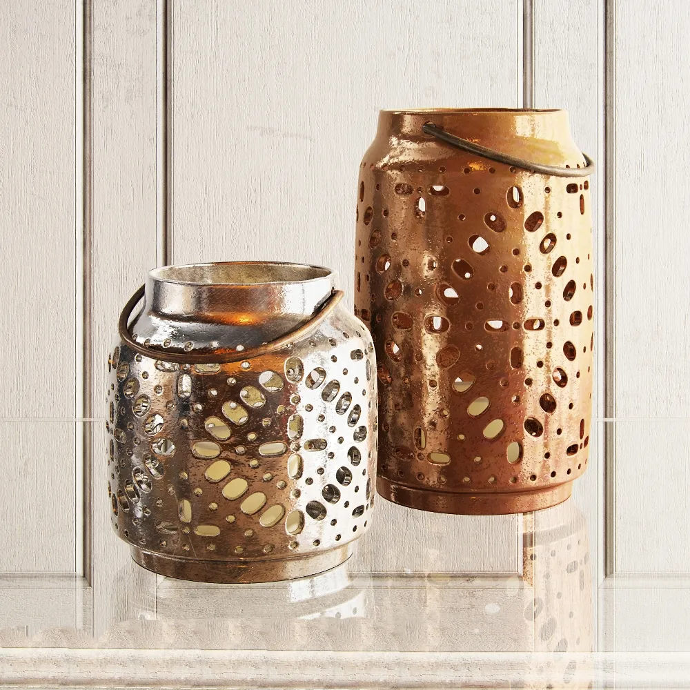 decoration - Crate & barrel wisteria metallic ceramic lanterns 3D Model