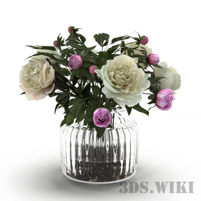 decoration - Cream Peonies 3D Model