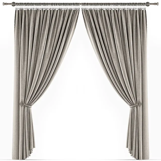 decoration - Curtains beige 2 3D Model