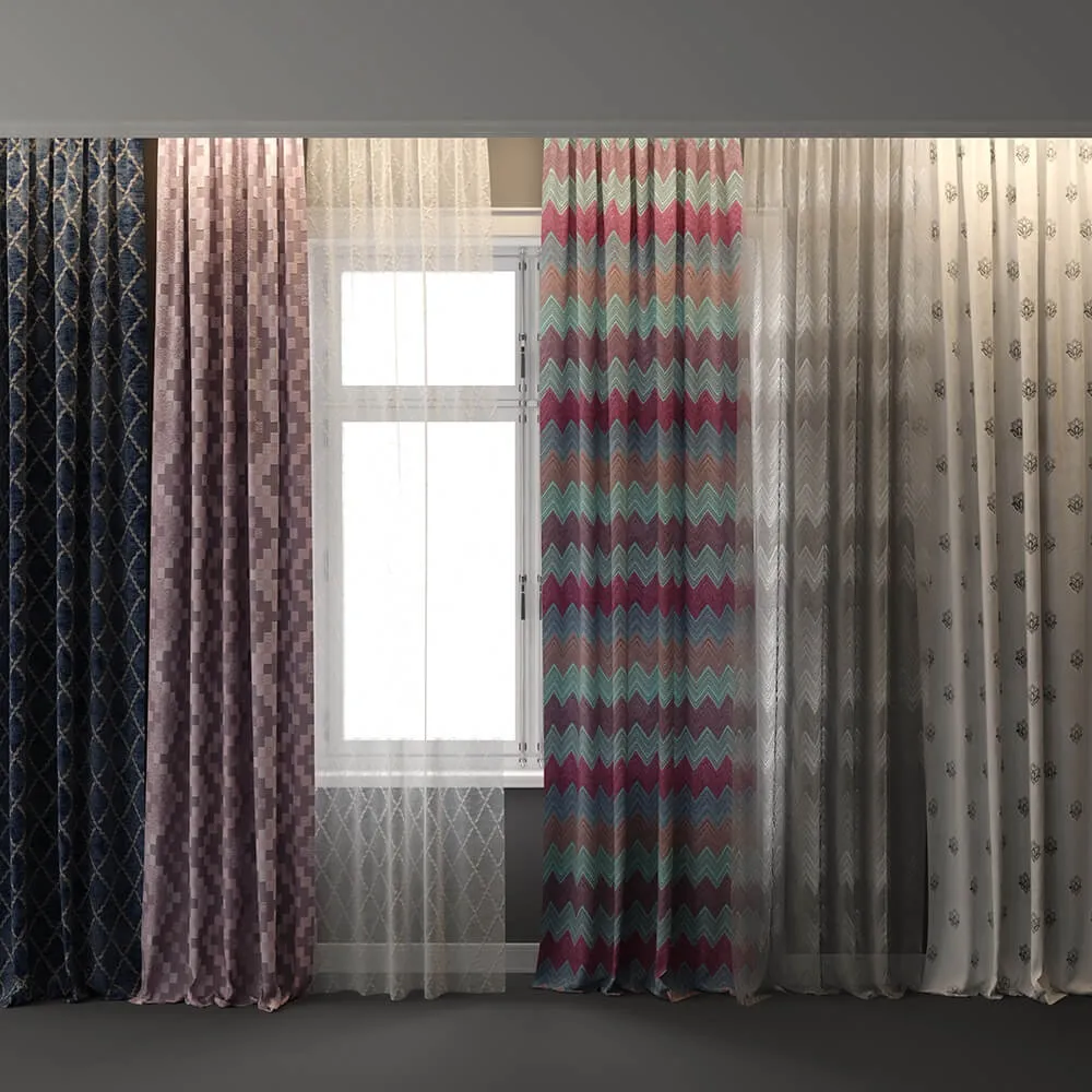 decoration - Curtains For interiors with a window  2 3D Model