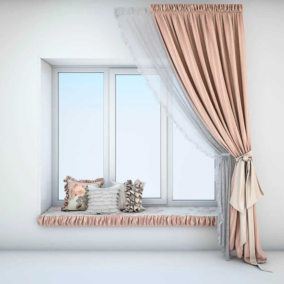 decoration - Curtains in the style of Provence 5 3D Model
