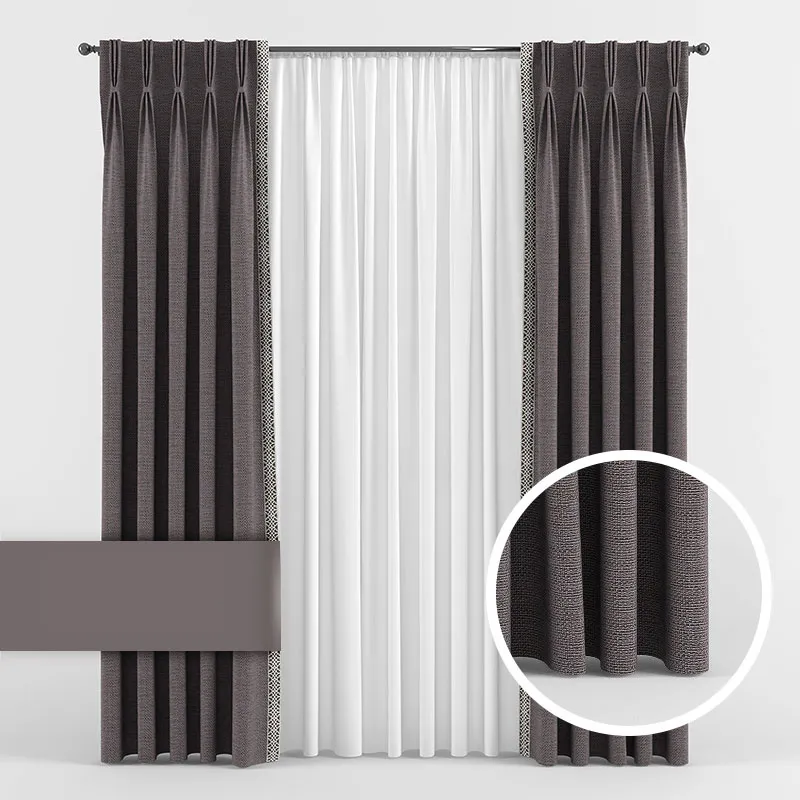 decoration - Curtains with triple pleats 3D Model