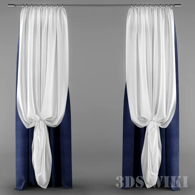 decoration - Curtains with tulle 3D Model