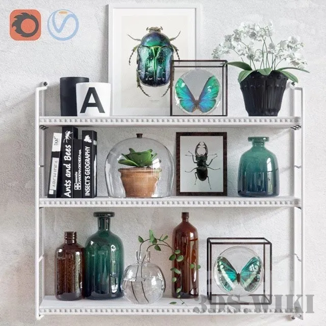 decoration - Decor set with butterfly 3D Model