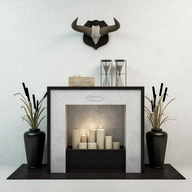 decoration - Decor Set with Fireplace 3D Model