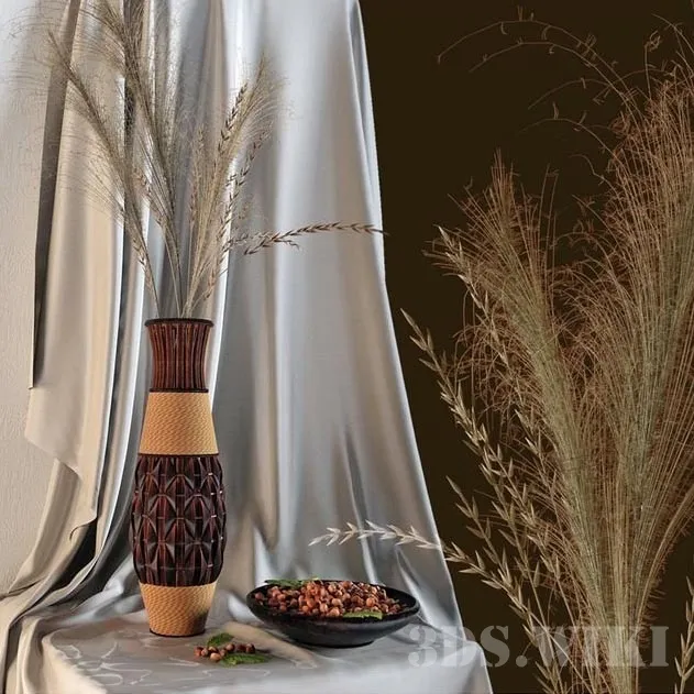 decoration - Decor with nuts and bamboo vase 3D Model