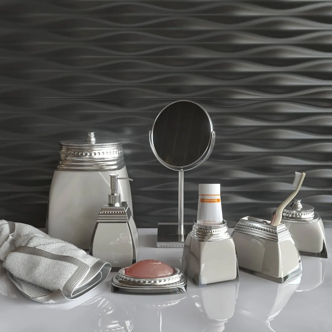 decoration - Decorative bathroom set Prima Nova Jasmine 7 3D Model