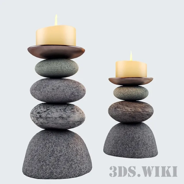 decoration - Decorative candlesticks made of stones with candles 3D Model