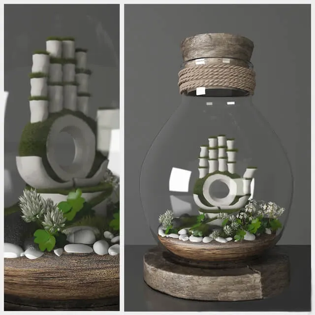 decoration - Decorative Set Ethnic Florarium 3D Model