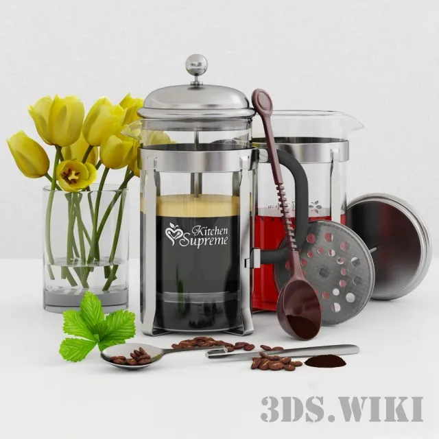 decoration - Decorative set French Press 3D Model