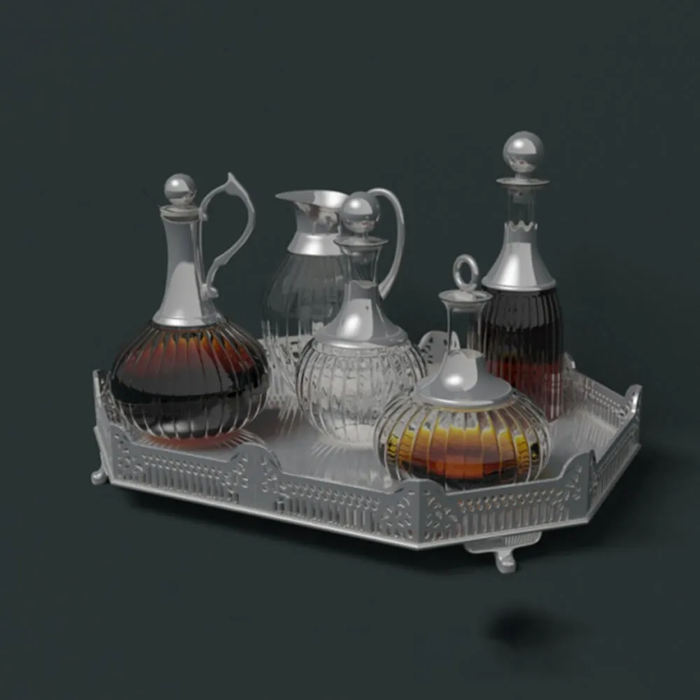 decoration - Decorative set of different decanter 3D Model