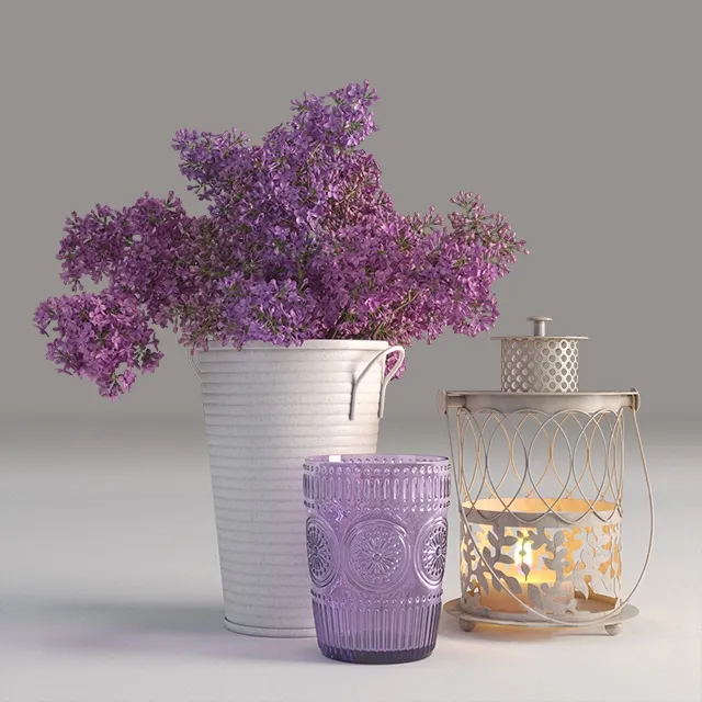 decoration - Decorative set with lilac 1 3D Model