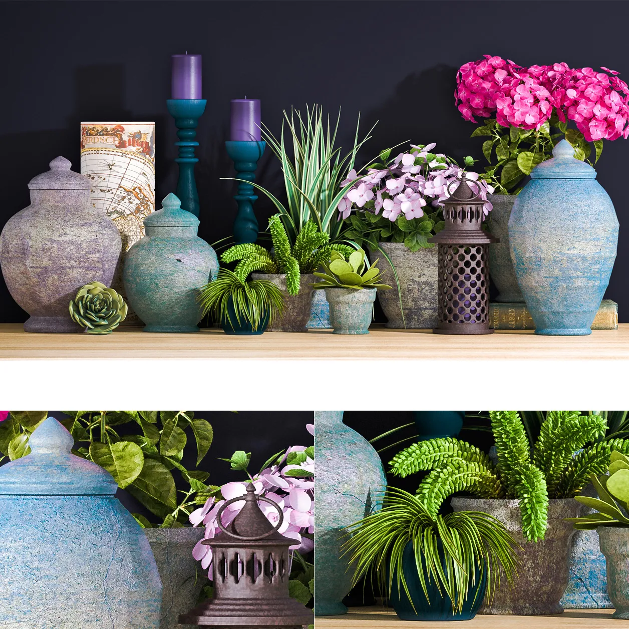 decoration - Decorative set with vase of flower 06 3D Model