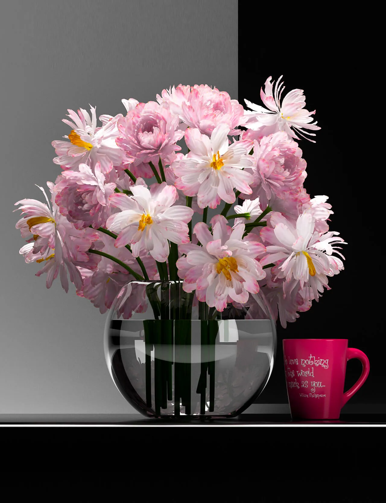 decoration - Delicate and romantic floral arrangement 3D Model