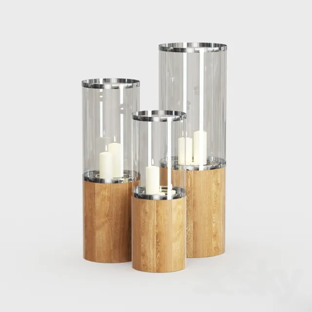 decoration - Dome deco set of candlesticks 3D Model