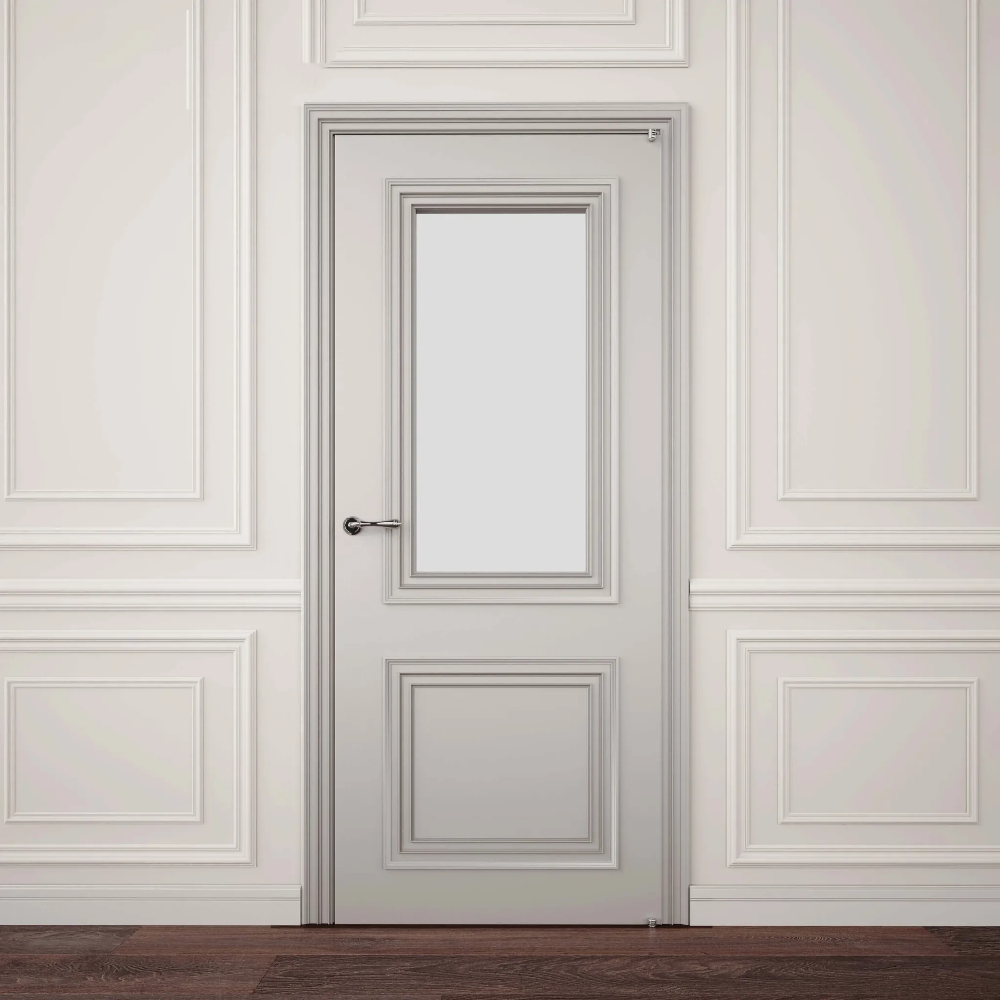 decoration - Finnish doors (with glass) with wall decor 3D Model