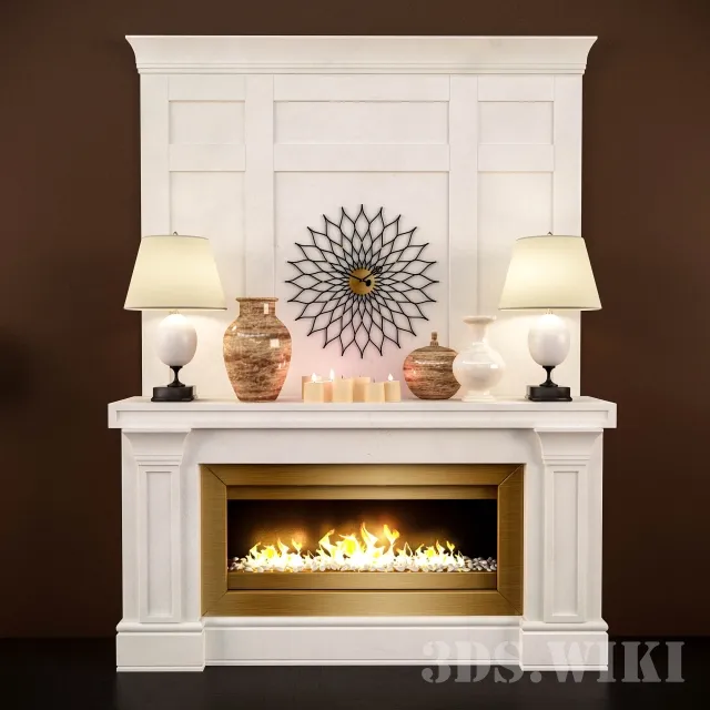decoration - Fireplace vases lamps and other interior elements 3D Model